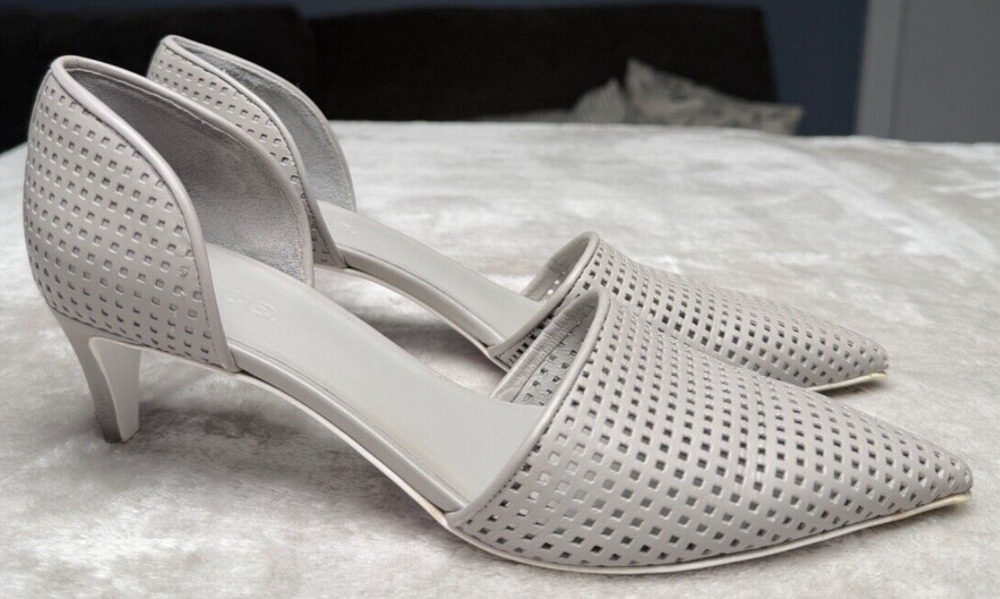 Vince Aurelian Gray Leather Perforated Leather d’Orsay Heels Pumps Womens Size 9
